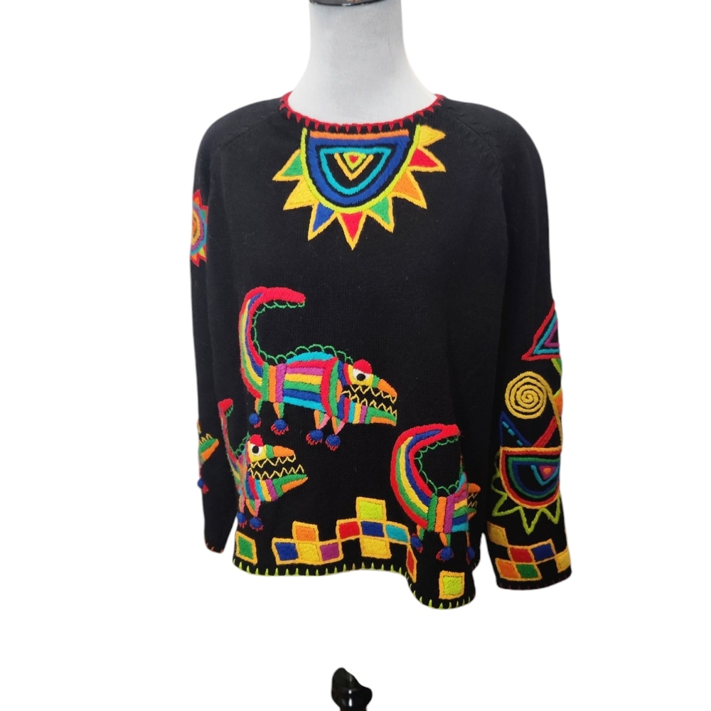 Vintage Michael Simon New‎ York Designer Dinosaur Knitted Sweater